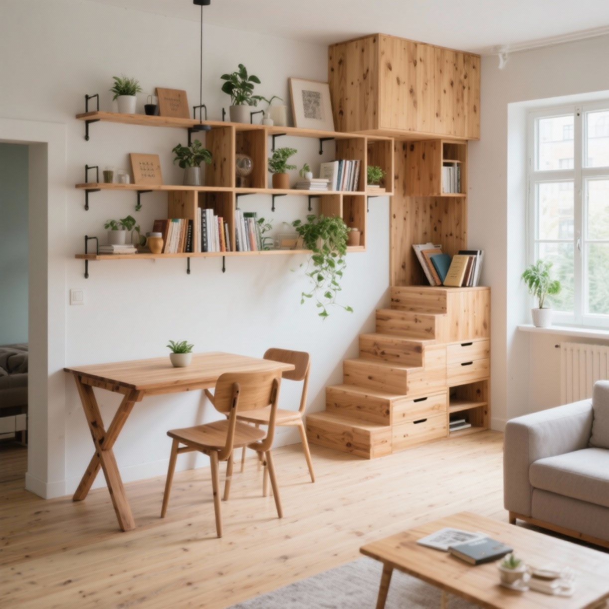 Descubre soluciones creativas con madera para maximizar el espacio en casa