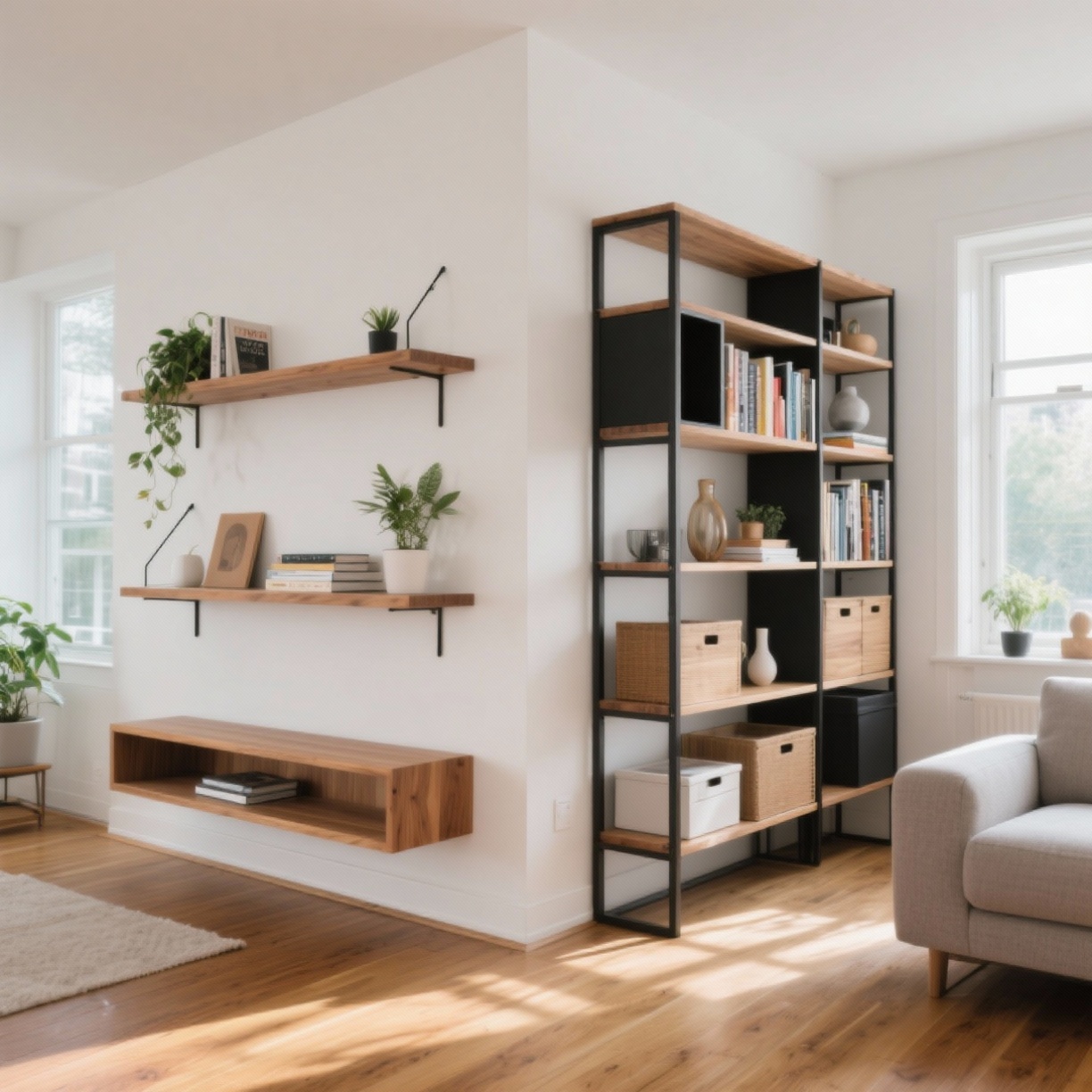 Estanterías flotantes vs estanterías modulares: ¿Cuál elegir para maximizar el espacio?